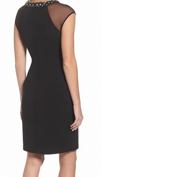 Eliza J Women's Dress Black Size 10 Embellished Neckline Sheath - Picture 2 of 3